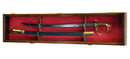 1 Sword and Scabbard Display Case Cabinet - Walnut Red Background - sfDisplay.com