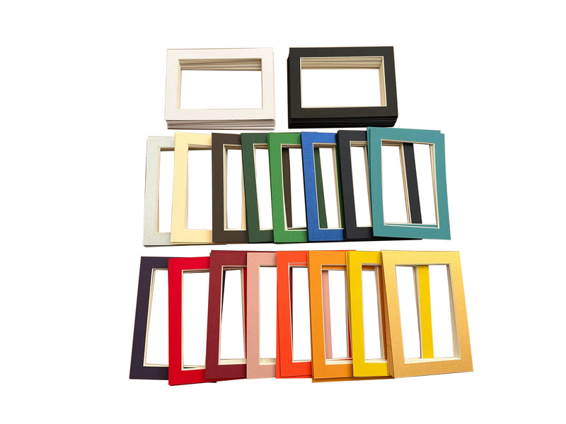 Set of 100 - 5x7 Picture Frame Matting for Display 4x6 Photo - Variety Colors - sfDisplay.com