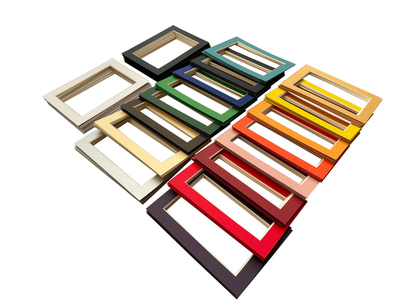 Set of 100 - 5x7 Picture Frame Matting for Display 4x6 Photo - Variety Colors - sfDisplay.com