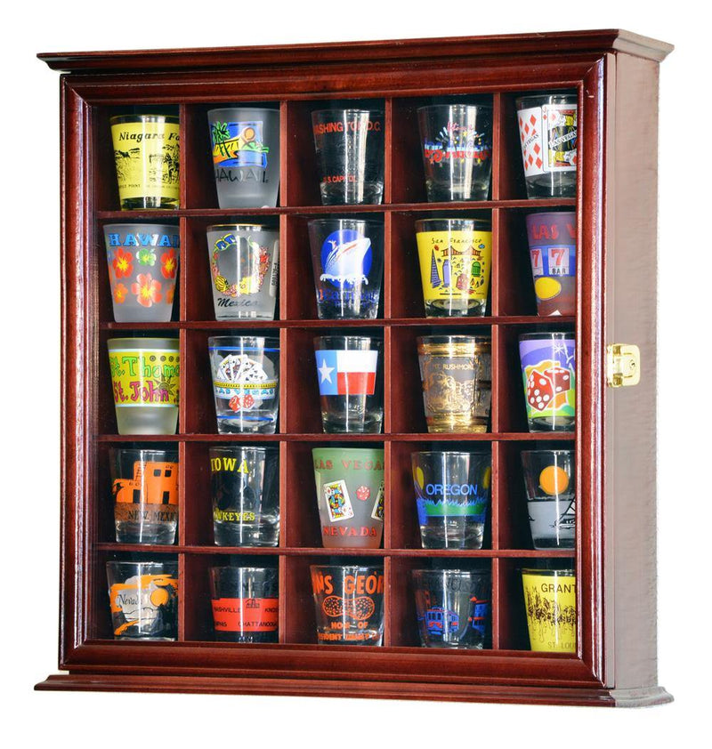 25 Shot Glass Display Case Cabinet - sfDisplay.com
