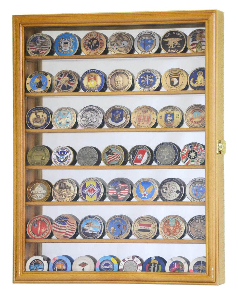 Mirrored Back Military Challenge Coin Display Case Cabinet
