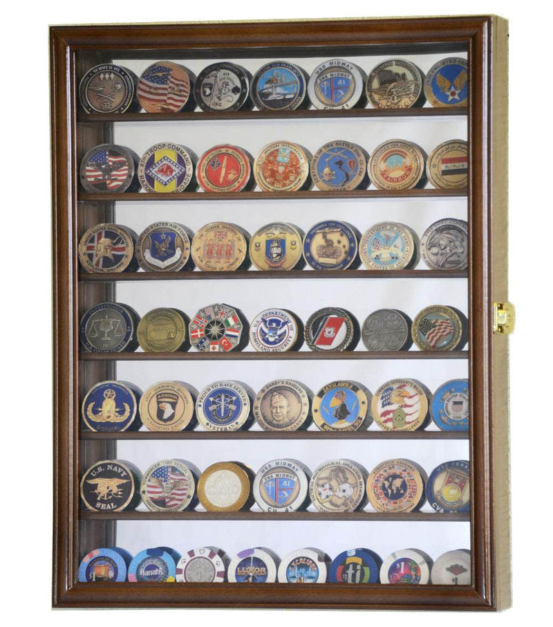 Mirrored Back Military Challenge Coin Display Case Cabinet - sfDisplay.com