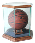 Hexagon Glass Display Case (for Basketball, Soccer Ball, Football, Baseball Glove, Helmets and more) - sfDisplay.com