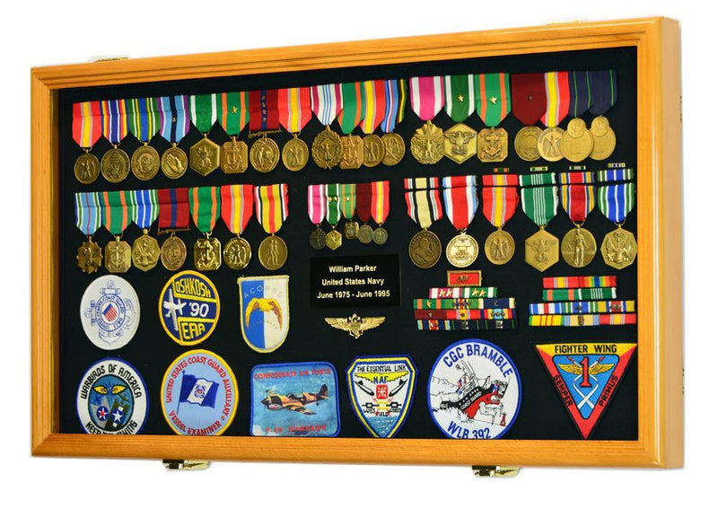 Large Military Medals, Pins, Patches, Insignia, Ribbons, Flag Display Case Cabinet - sfDisplay.com