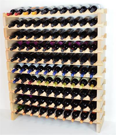 10X Bottles Pine Wood Modular Wine Rack Stackable (10 Bottles per Row) - sfDisplay.com