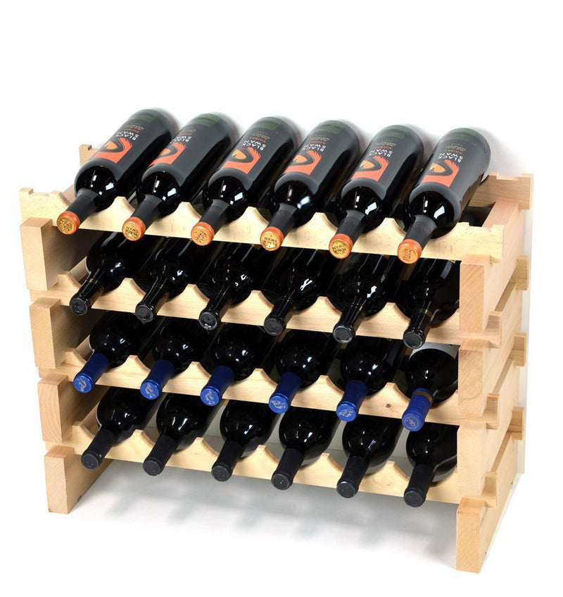 6X Bottles Pine Wood Modular Wine Rack Stackable (6 Bottles per Row) - sfDisplay.com
