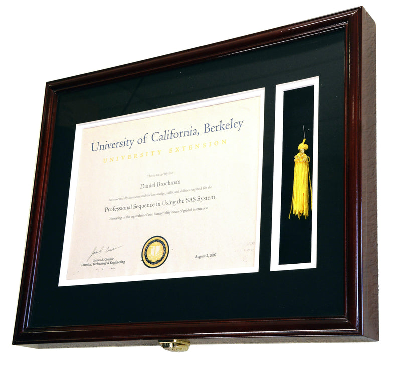 Diploma and Graduation Tassel Display Case Cabinet (w/ Custom Matting Colors) - sfDisplay.com